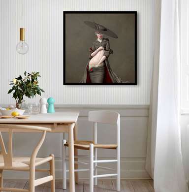 Poster - Lady in a hat, 40 x 40 см, Canvas on frame