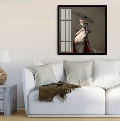 Poster - Doamna în pălărie, 40 x 40 см, Panza pe cadru