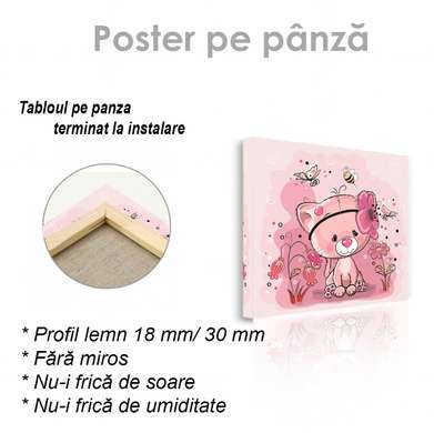 Poster - Pink cat, 40 x 40 см, Canvas on frame, For Kids