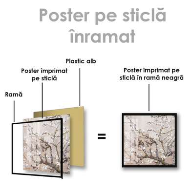 Poster - Ramură de vișin înflorit, 40 x 40 см, Panza pe cadru