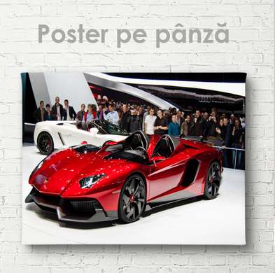 Poster - Lamborghini roșu, 45 x 30 см, Panza pe cadru