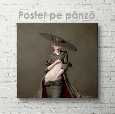 Постер - Дама в шляпе, 40 x 40 см, Холст на подрамнике
