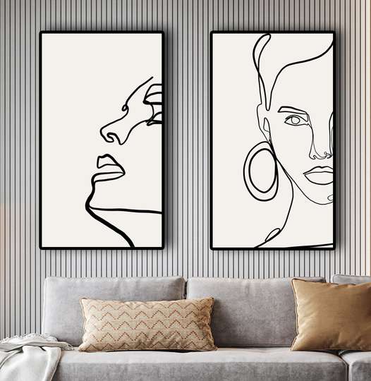 Poster - Facial features, 60 x 90 см, Framed poster on glass, Sets