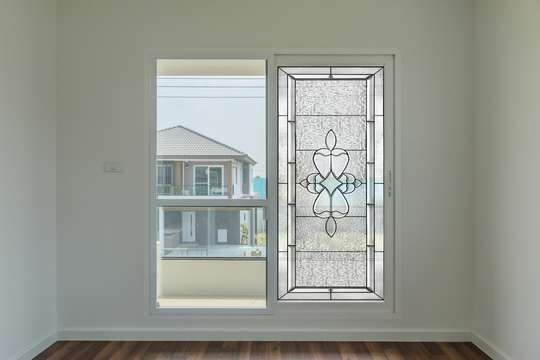 Window Privacy Film, Decorative geometric clear stained glass, without background, 60 x 90cm, Transparent