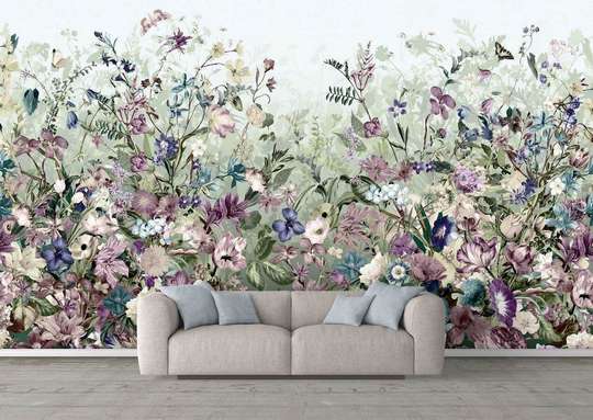 Wall Mural - Plain with colorful flowers