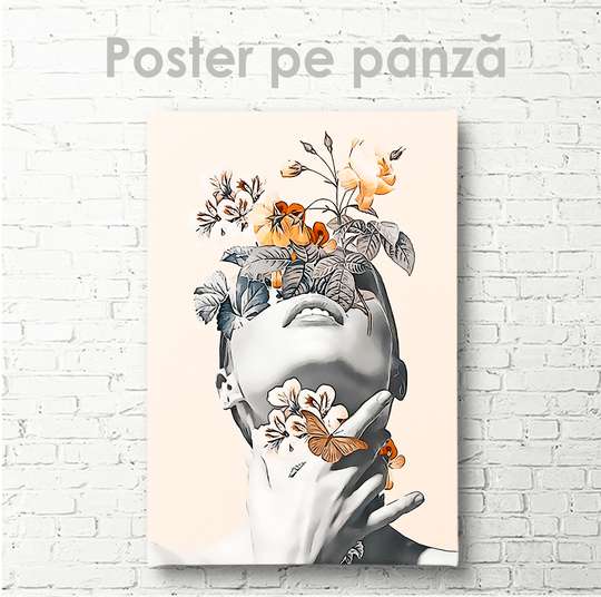 Poster, Fată cu flori, 30 x 45 см, Panza pe cadru