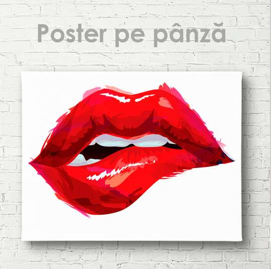 Постер - Алые губы, 45 x 30 см, Холст на подрамнике, Гламур