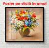 Poster - Ghiveci de flori de primăvară, 100 x 100 см, Poster înrămat