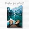 Постер - Лодки в горах, 30 x 45 см, Холст на подрамнике, Природа