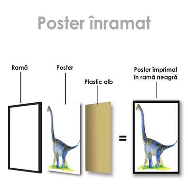 Poster - Dinozaur în acuarelă 1, 30 x 45 см, Panza pe cadru