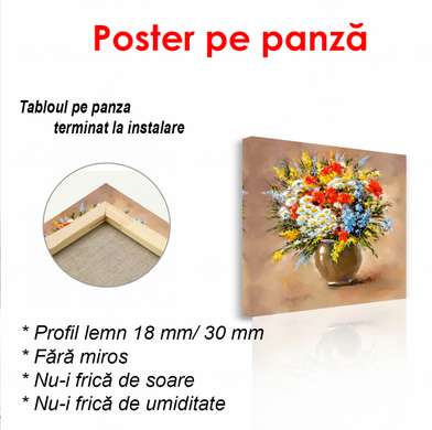 Poster - Ghiveci de flori de primăvară, 100 x 100 см, Poster înrămat