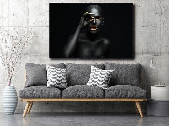 Картина в раме, Черно-золотая женщина, 75 x 50 см