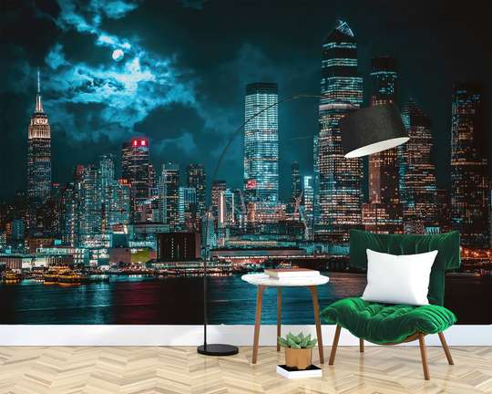 Wall Mural - Night metropolis by the river