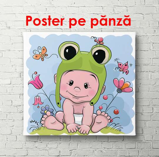 Poster - Little frog, 100 x 100 см, Framed poster, For Kids