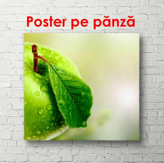Poster - Green apple close up, 100 x 100 см, Framed poster, Food and Drinks