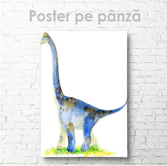 Постер - Динозавр в акварели 1, 30 x 45 см, Холст на подрамнике, Для Детей