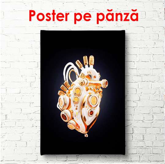 Poster - Abstract heart on a black background, 60 x 90 см, Framed poster, Glamour