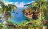 Wall Mural - Island with azure water and exotic parrots