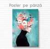Poster - Lady with pink flowers, 30 x 45 см, Canvas on frame, Glamour