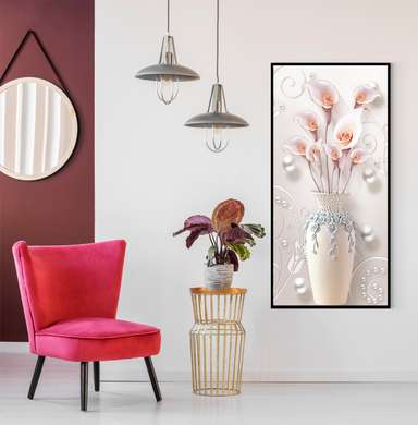 Poster - Pink Lilies, 30 x 60 см, Canvas on frame