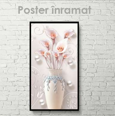 Постер - Розовые Лилии, 30 x 60 см, Холст на подрамнике