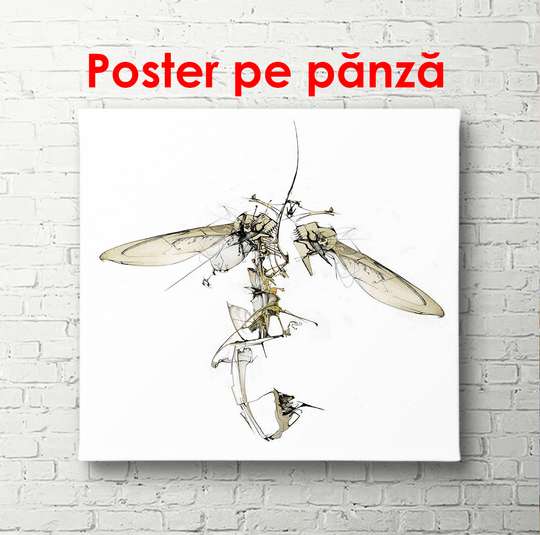 Постер - Абстрактное насекомое на белом фоне, 100 x 100 см, Постер в раме, Минимализм