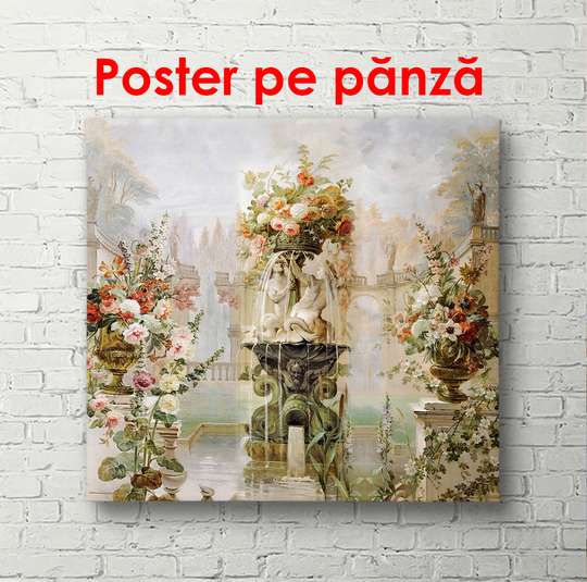 Poster - Beautiful waterfall, 100 x 100 см, Framed poster, Vintage