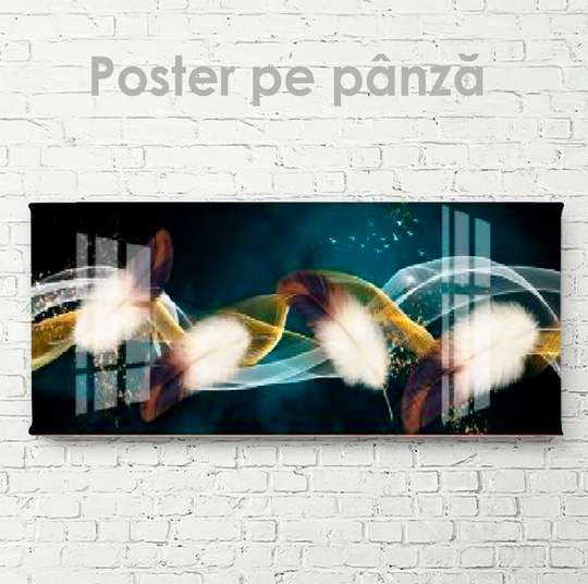 Poster - Soaring feathers, 90 x 30 см, Canvas on frame, Glamour