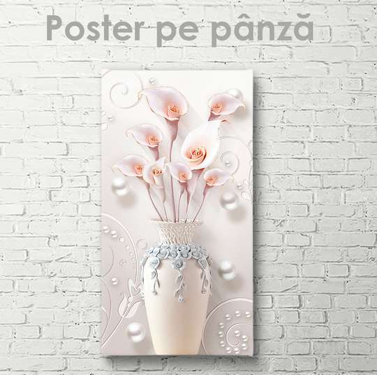 Poster, Lilii pal roz, 30 x 60 см, Panza pe cadru