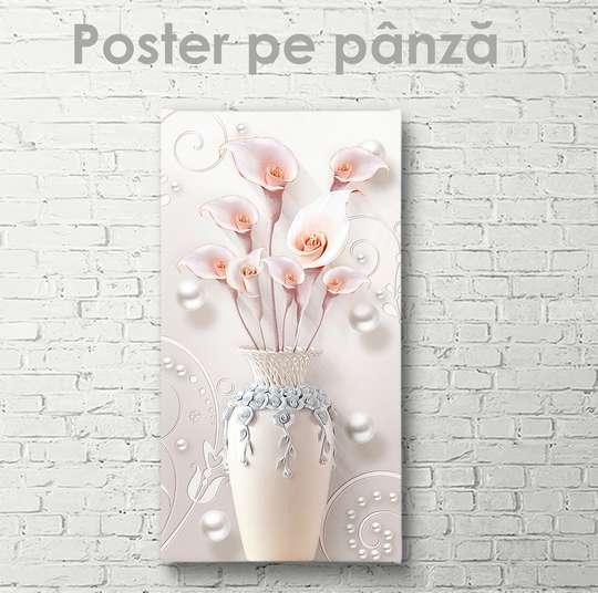 Poster - Pink Lilies, 30 x 60 см, Canvas on frame