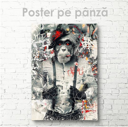 Постер, Гламурная обезьяна, 30 x 45 см, Холст на подрамнике