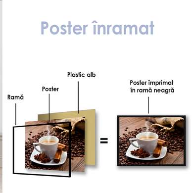 Poster - Hot coffee with spices, 90 x 60 см, Framed poster on glass