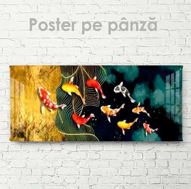 Poster - Pești colorați, 90 x 30 см, Panza pe cadru