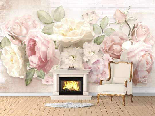 Wall Mural - Delicate flowers on a white background