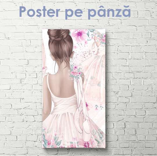 Постер - Маленькая балерина, 30 x 60 см, Холст на подрамнике, Для Детей