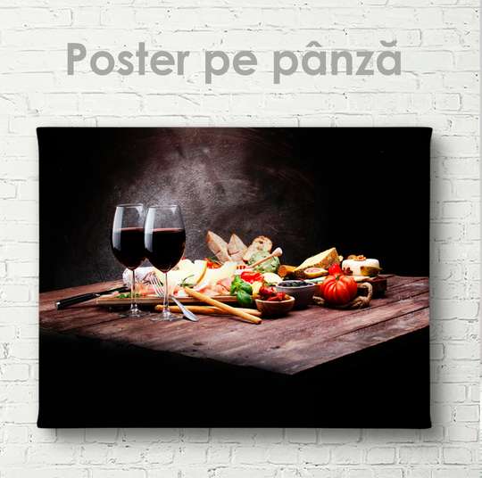Poster - Plateau for two, 45 x 30 см, Canvas on frame, Food and Drinks