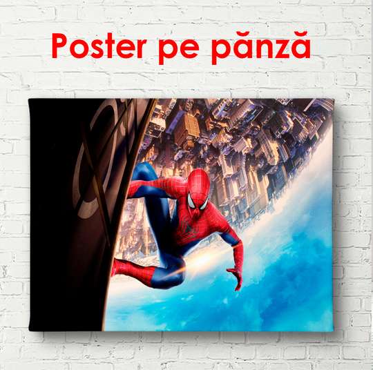 Poster - Spiderman on a high-rise building, 90 x 60 см, Framed poster, For Kids