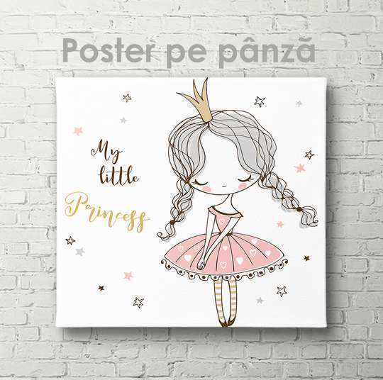 Постер - Маленькая принцесса, 40 x 40 см, Холст на подрамнике, Для Детей