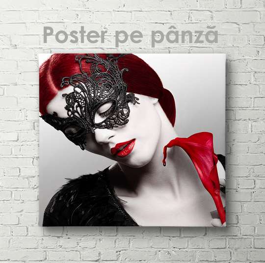 Poster - Lady in a mysterious mask, 40 x 40 см, Canvas on frame, Nude
