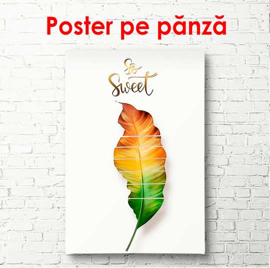 Poster - Leaf on a white background, 60 x 90 см, Framed poster, Botanical