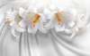 Wall Mural - White lilies on a white background