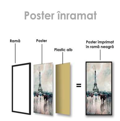 Poster - Eiffel Tower in watercolor, 30 x 60 см, Canvas on frame