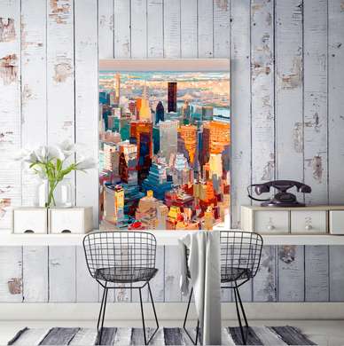 Poster - Bright city buildings, 30 x 45 см, Canvas on frame