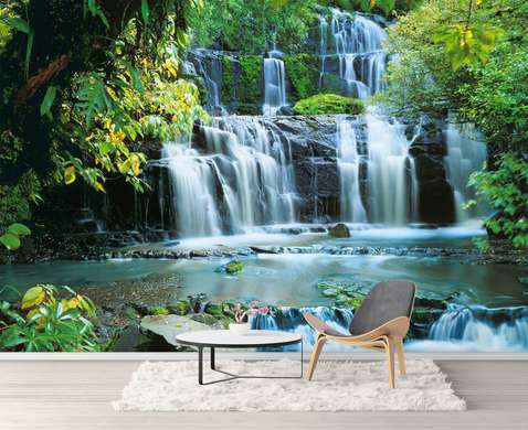 Wall Mural - Rocky waterfall in the wilderness