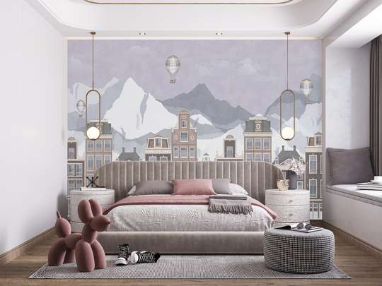 Wall mural for the nursery - Houses in the mountains
