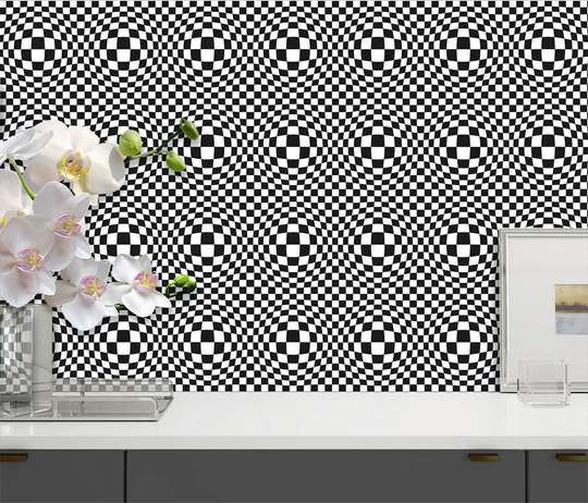 Керамическая плитка в стиле оп.арт в черно-белых красках