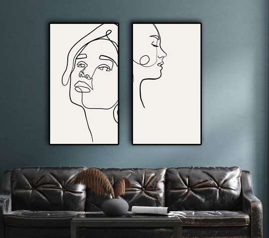 Poster - The lines of the face, 60 x 90 см, Framed poster on glass, Sets