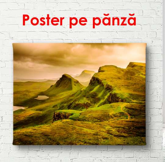 Постер - Холмистое поле, 90 x 60 см, Постер в раме, Природа