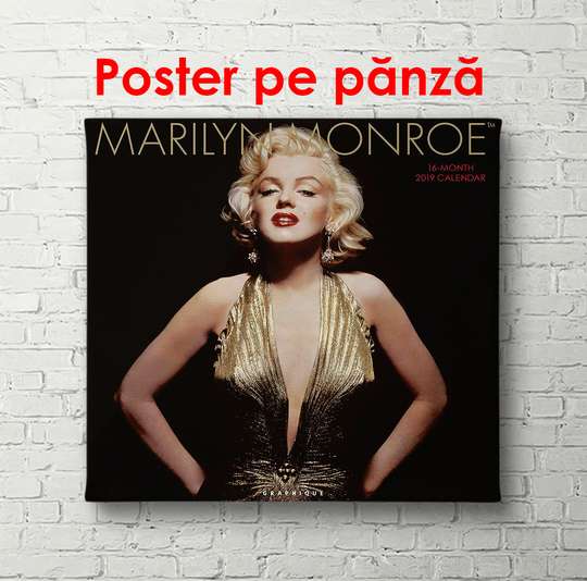 Постер - Мэрилин Монро с золотыми кудрями, 40 x 40 см, Холст на подрамнике