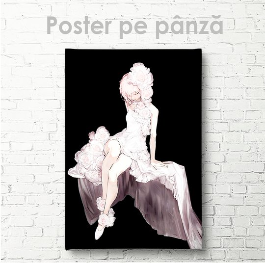 Постер, Девушка из Анимэ, 30 x 45 см, Холст на подрамнике